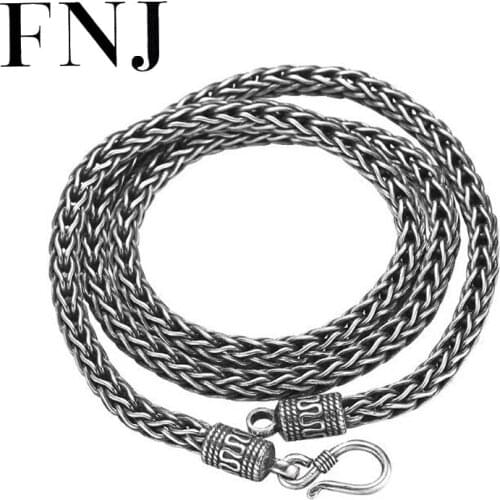 FNJ 925 Silver Wire-cable Chain for Jewelry Making width 4mm 5mm New Fashion Original S925 Thai Silver Women Necklace