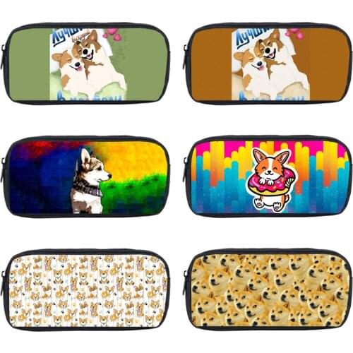 3D Print Welsh Corgi Pembroke Pencil Case Kawaii Pet Dog Korgi Cosmetic Bag School Supplies Stationery Women Make Up Box Purse