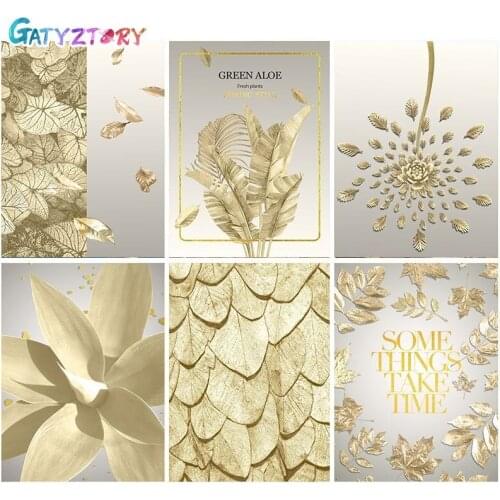 GATYZTORY 60x75cm DIY Painting By Numbers Golden Leaf Coloring Zero Basis HandPainted Oil Painting Home Decor Unique Gift