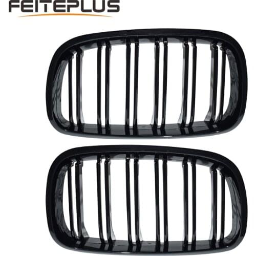 For BMW Old X5 X6 E70 E71 2007-2014 Glossy Black Dual Slat Style Front Kidney Grille Grill Refit Hood Bumper Grills Car Styling