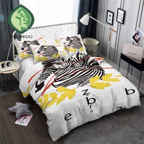 HELENGILI 3D Bedding Set zebra Print Duvet cover set lifelike bedclothes with pillowcase bed set home Textiles #BM-03