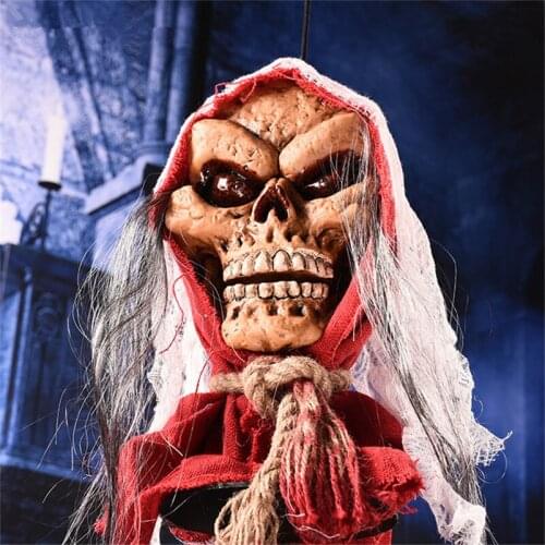 Halloween Horror Plastic Ghost Head with Scary Eyes Lighting Devil Head Festival Party Decoration Props Haunted Doll