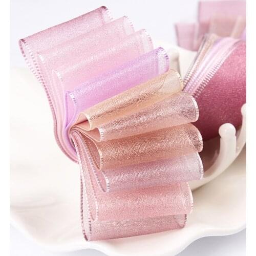 5 yards/roll Organza Ribbon Wholesale gift wrapping decoration DIY Christmas silk ribbons lace fabric 6/16/25/38 mm