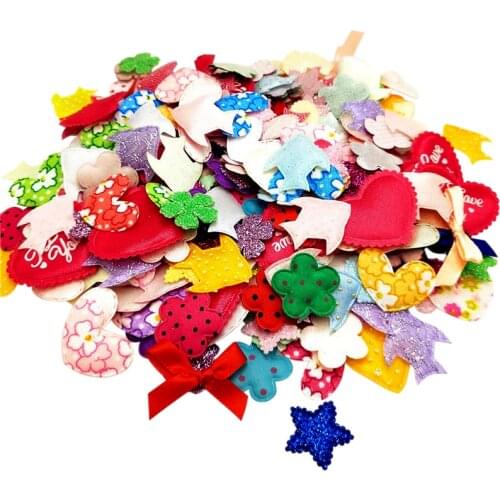 Mix50/200pcs Flower patches pads Felt Appliques diy craft accessories for hairband Padded Flowers Appliques Craft Sewing