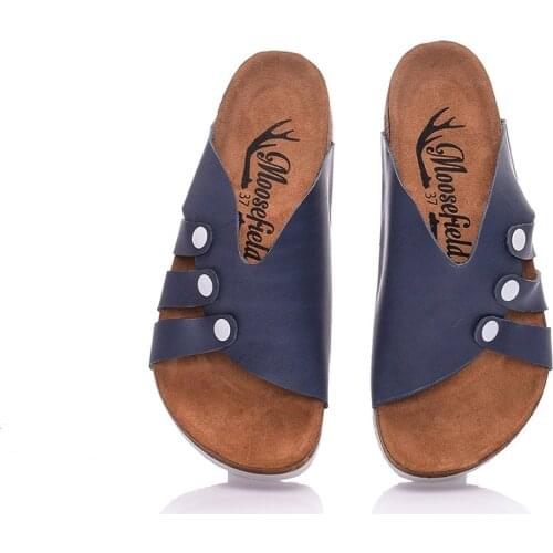 Moosefield Genuine Leather Green Womens Slippers MD-2MS Summer womens leather slippers casual