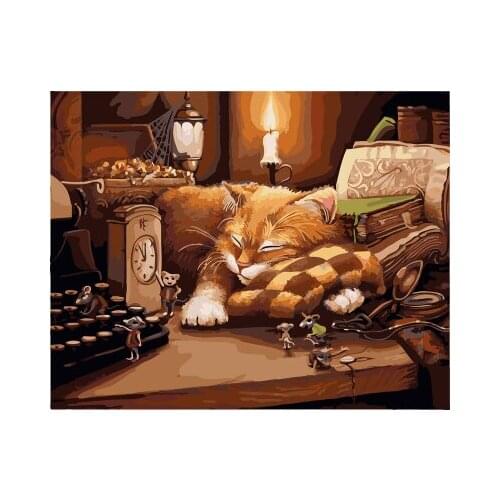 PAINTBOY Cat Framed Pictures DIY Painting By Numbers Oil Painting On Canvas Painting And Calligraphy For Home Decor