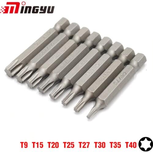 MING YU 8PCS 50MM Tor T9 T15 T20 T25 T27 T30 T35 T40 Household Screwdriver Set Portable Dismountable Screw Assembly