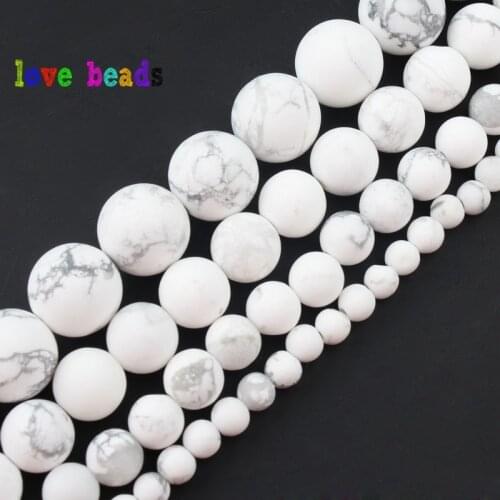 Natural Matte Stone Beads 4/6/8/10mm Dull Polish Howlite Round Beads For Jewelry Making DIY Bracelet Accessories 15'' strands