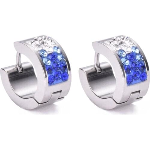 New 1 Pair Vintage Fantastic Earring Mens Jewelry Accessories Colorful Crystal Stainless Steel Punk Stud Earrings Ear Nail