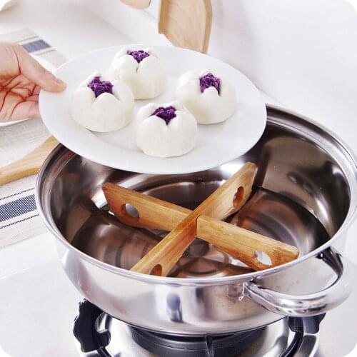 New 1 Set 20*4cm Bamboo Detachable Tray Rack Mat Kitchen Pan Pot Pad Anti-hot Steaming Placemat Cooling Dish Holder Gadget