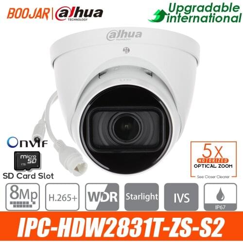 Original Dahua 4k IP Camera IPC-HDW2831T-ZS-S2 8MP 2.7 mm–13.5 mm Motorized zoom Lens built-in SD Card Slot IR40M poe Starlight