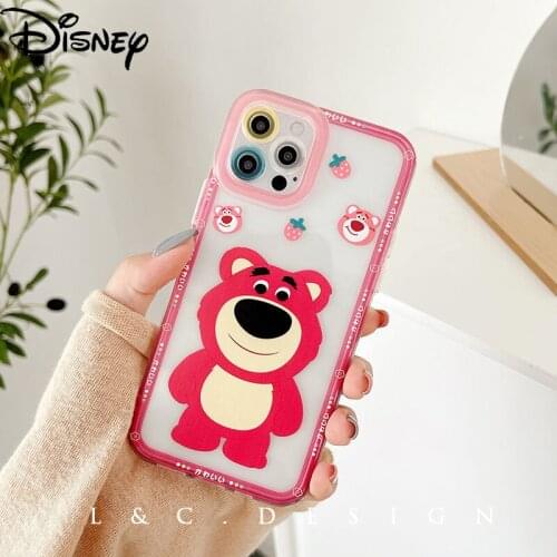 Disney Cute Cartoon Pooh Strawberry Bear Original Phone Case for iPhone 7/8P/X/XR/XS/XSMAX/11/12Pro/12min Phone Girls Case Cover