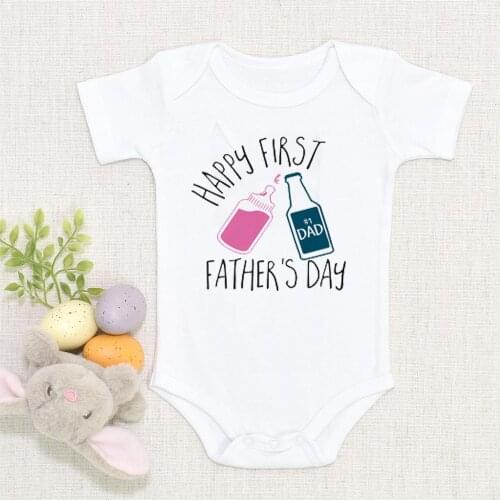 Happy Fathers Day Print Pattern Baby Shirt Father Shower Gift Pregnancy Announcement Infant Newborn Boys Girls Clothes Outfit