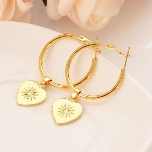 Bangrui Heart Earring For Girls/Ladies party Birthday Gift Trendy Gold Color Engagement /Wedding Bands Promise Earring