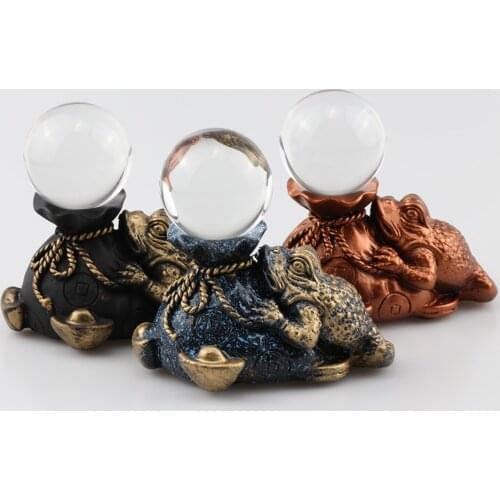 Toad Money Figurine Frog Display Stand Crystal Glass Lens Ball Photography Lensball Base Magic Sphere Holder Chinese Feng Shui