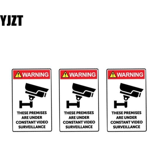 YJZT 3X 5.6CM*9CM Car Sticker These Premises Are Under Constant Video Surveillance Warning Decal PVC 12-1020