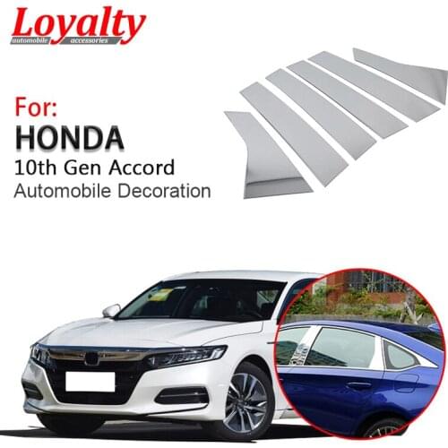 Loyalty for Honda 10th Gen Accord 2018 2019 2020 Window Pillar Bright Sequin Moulding Trim Silver Car Accessories