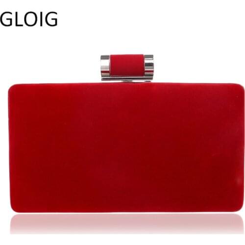 GLOIG Velvet fashion women evening bags female shoulder chain day clutch for party wedding case holder purse