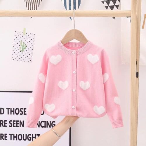 Sweater For Girls Childrens Clothing Knitted Cardigan Sweater Korean Baby Round Neck Core Children Outerwear Girl Sweater 2-8y