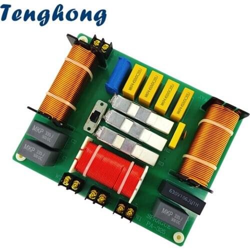 Tenghong 1pcs 800W 3 Way Audio Speaker Crossover High Power Stage Box Treble Bass Subwoofer Frequency Divider Solder-free DIY