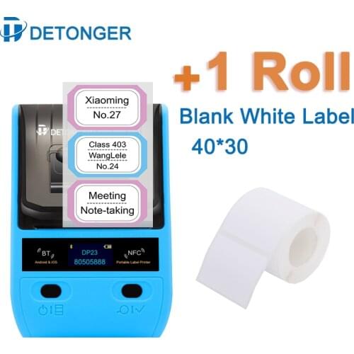 DETONGER Wireless Bluetooth Android iOS Thermal Label Maker 20 to 50mm Home Office Mini Printer