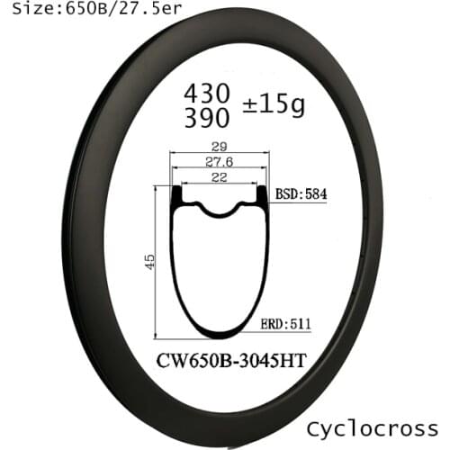 Carbon wheel 27.5er 45mm depth 30mm wide hookless clincher tubeless carbon rims Gravel/sandy/muddy bike disc brake newest design