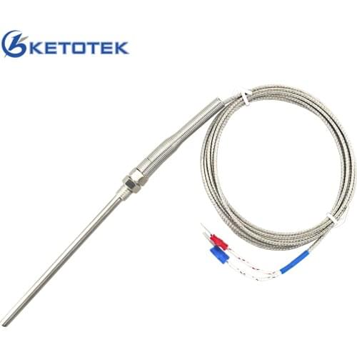 Stainless Steel High Temperature 0~400 C Thermocouple K Type 100mm Probe Sensors 1.8m cable