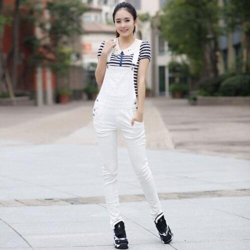 2020 Summer New Womens High waist Denim Overalls Feet Trousers Korean version of the Slim Slimming White pencil pants
