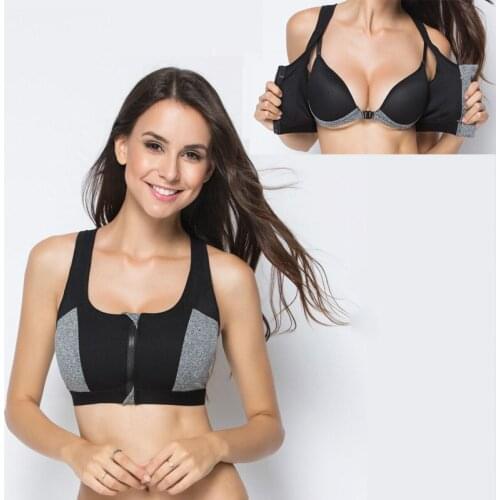 Women Zipper Push Up Sports Bras,Shockproof Breathable Gym Fitness Athletic Yoga Bra,Female Fitness Running Gym Yoga Vest