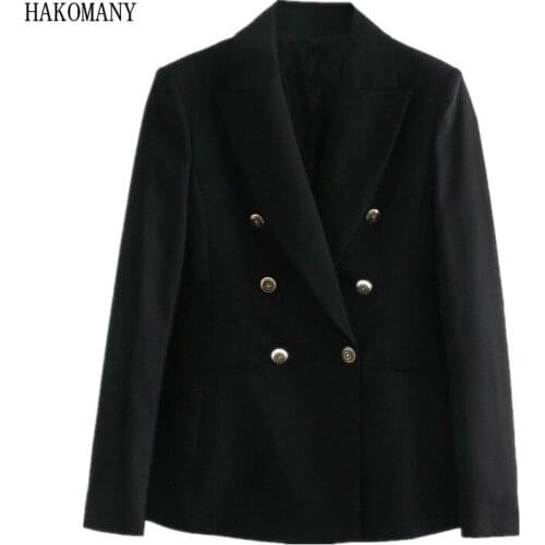 2020 Autumn Double Breasted Buttons OL Blazer Elegant Women Slim fit Mid Long Suit Coat Fashion Outercoat