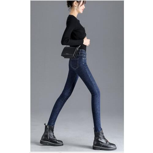 Winter jeans womens little feet pants 2020 autumn and winter new high waist slimming ladies pencil black pants