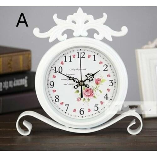 1PCS EUROPEAN SILENT TABLE CLOCK BEDROOM SITTING ROOM CLOCK PENDANT IDYLLIC SMALL CLOCK TABLE CLOCK LU607436