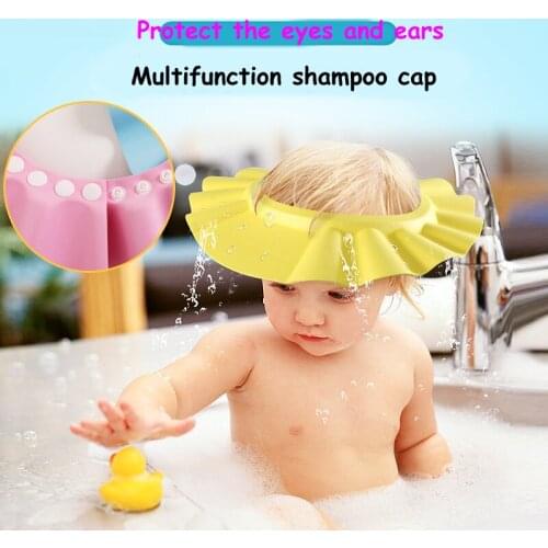 6 Colors 1 Pcs Soft Adjustable Baby Shower Hat Baby Shampoo Cap Wash Hair Shield Baby Kids Children Shampoo Bath Shower Cap