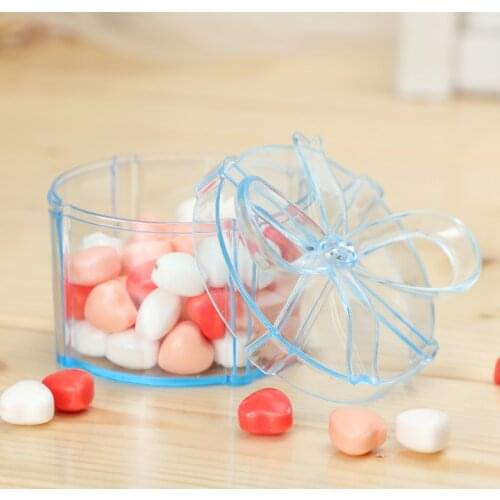 12Pcs Transparent Bowknot Mini Candy Box Wedding Party Gifts Jewelry Storage Container Sugar Chocolate Packaging Sweet Box
