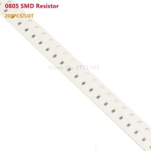 200PCS/LOT 0805 SMD Resistor 5% 1/4W Chip Fixed Resistors 2K ohm 2KR 202 Resistance