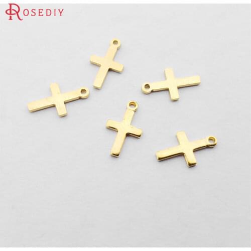 30341-2)200PCS 10x6MM Not plated color Brass Cross Charms Pendants Diy Jewelry Findings Accessories Wholesale