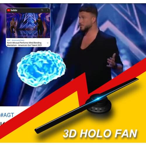 3D holographic fan 42CM ultra-thin body supports WiFi projection image, video and mobile phone editing text projection function