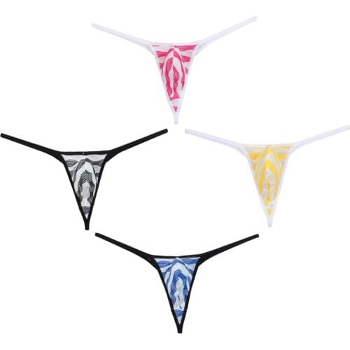 4PCS/Lot Bikini Mens Thongs Sexy G-Strings Underwear Fashion Ripples Striped Gay Shorts Mini Tanga