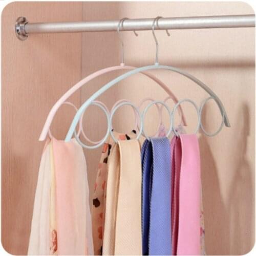 5 Hole Ring Rope Slots Holder Storage Racks For Closet Wardrobe Hook Scarf Wraps Hanger Ring Ties Belt Scarves Organizer 1PC