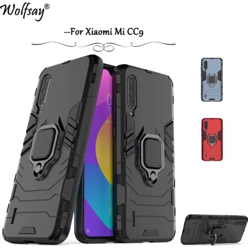 For Xiaomi Mi CC9 Case Armor Metal Finger Ring Holder Hard Phone Bumper For Xiaomi Mi CC9 Back Cover For Xiaomi Mi CC9 Fundas