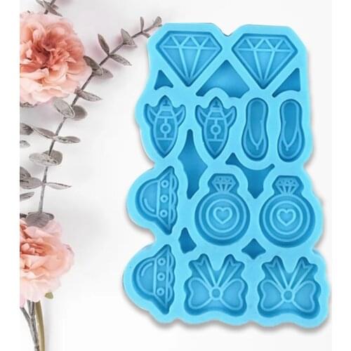 F3MD Bowknot Diamond Slippers Sun Hat Shaped Earrings Ear Studs DIY Epoxy Resin Mold