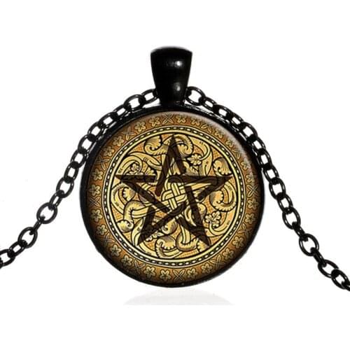 Art Handmade Esoteric Pentagram Necklace Pentacle Pendant Wiccan Pagan Occult Astrology Choker Witch Witch Jewellery