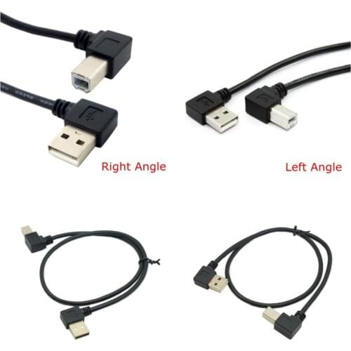 Right & Left Angle USB 2.0 A Male to USB B Male Type B BM Right Angle Printer scanner 90 degree cable 50cm 100cm BM Angled Cable