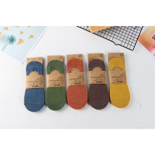 KASURE 5pairs Womens Cotton Invisible No Show Socks Non-slip Summer Candy Solid Color Silicone Short Socks Thin Ankle Boat Sock