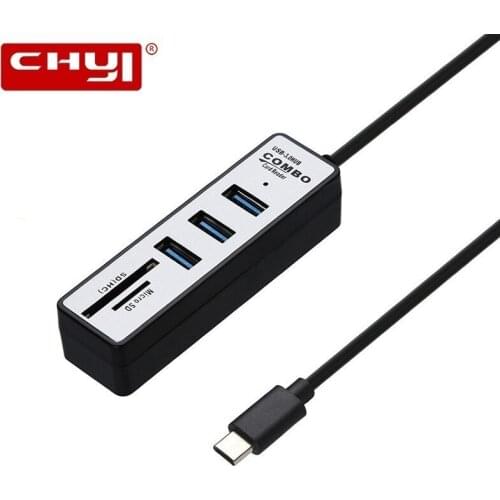 CHYI Type C USB 3.0 Hub Combo Multi USB C Hub Splitter 3 Port Adapter With Micro SD/ SD Card Reader For Macbook PC Accessories