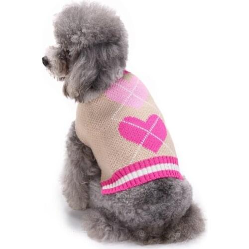 Sweet Hearts Pink Puppy Pet Dog Costumes Large Dog Sweater Coats Knitted Gril Dog Clothes for Dachshunds Small Dog XXS XXL