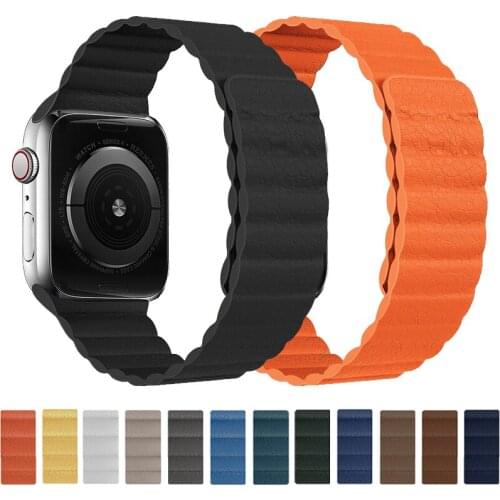 Leather loop for Apple Watch band 44mm 40mm iWatch band 38mm 42mm Magnetic smartwatch bracelet apple watch strap series 3 4 5 se