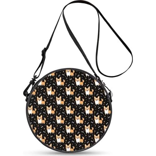 Custom DIY Dog Pet Designed 3D Print Round Satchel Bags Customer DropShipping