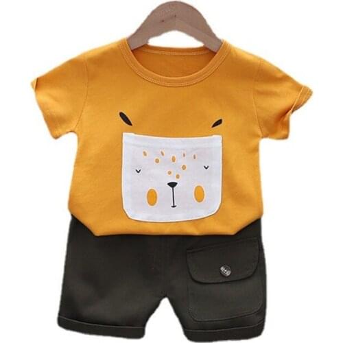 Summer Children Girls Cartoon Clothes Baby Boys Cotton T Shirt Shorts 2Pcs/sets Kids Infant Clothing Toddler Fashion Sportswear