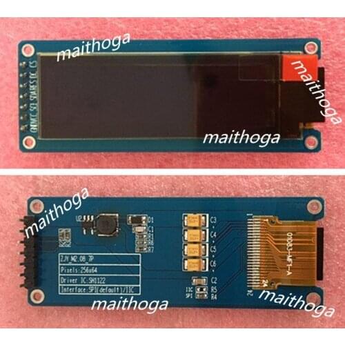 Maithoga 2.08 inch 7PIN SPI Blue / White OLED Screen with Adapter Board SH1122 Driver IC 256*64 IIC Interface